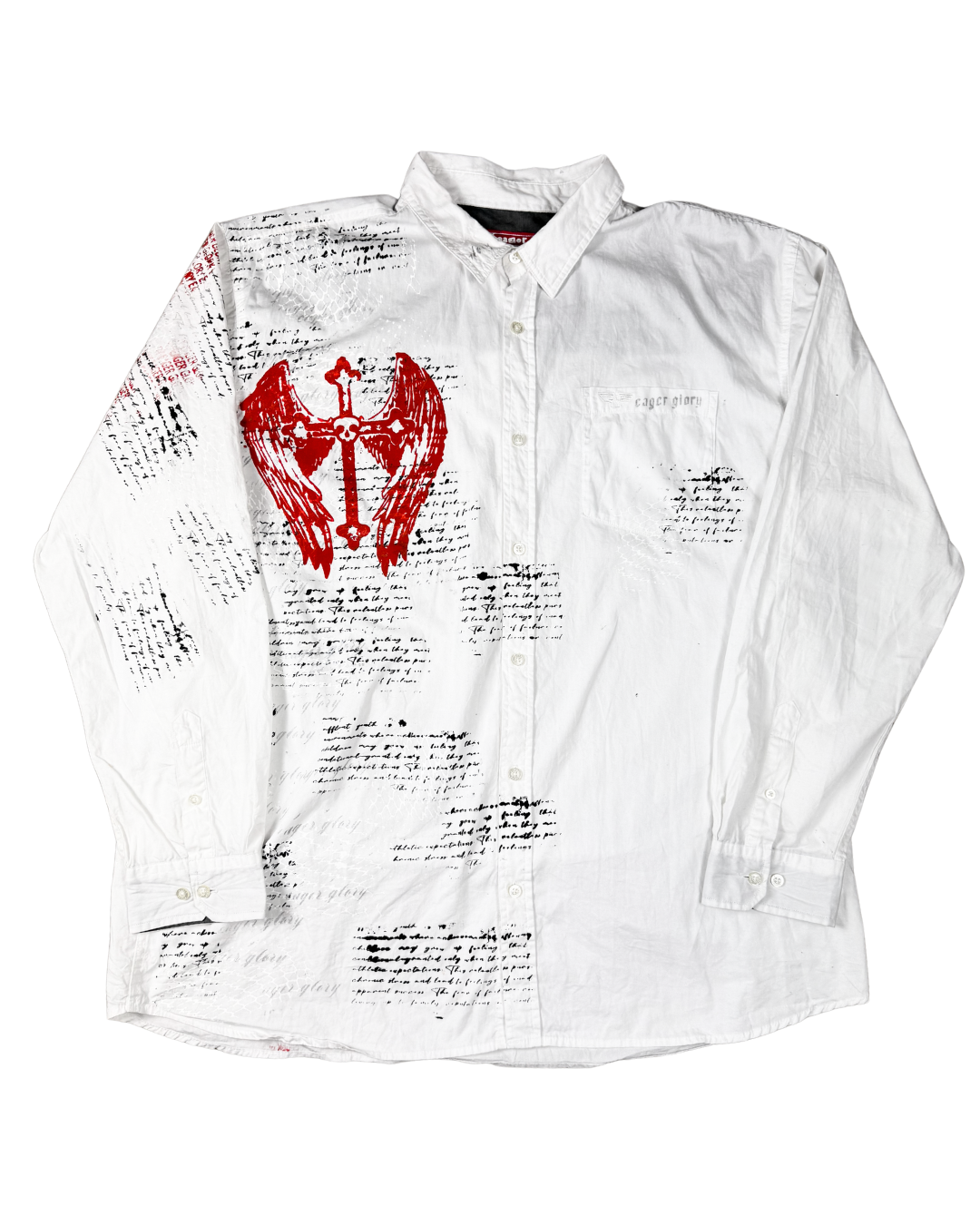 I YEARN BIG WHITE BUTTON UP image 0