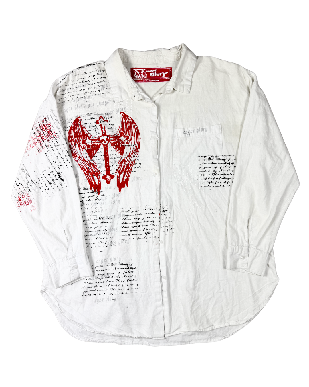 I YEARN WHITE BUTTON UP image 0