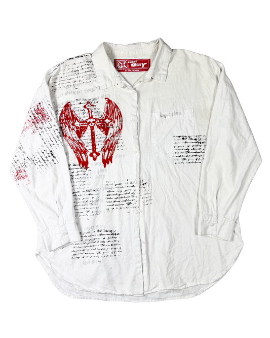 I YEARN WHITE BUTTON UP image 0