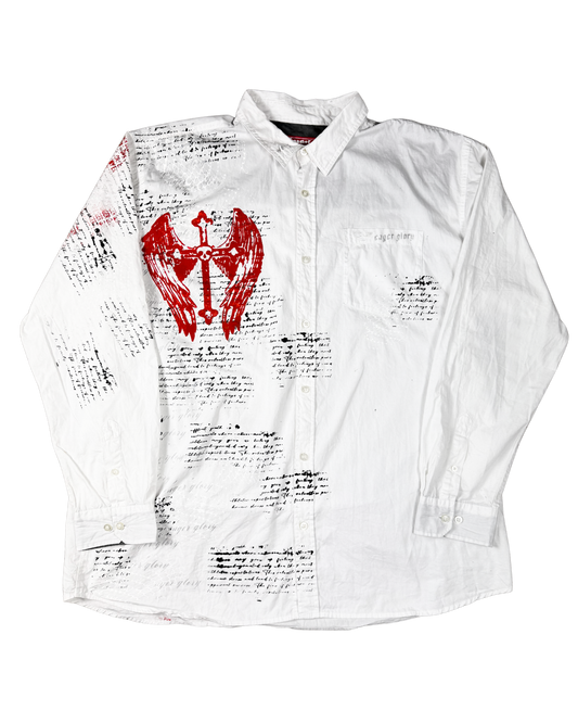 I YEARN BIG WHITE BUTTON UP image 0